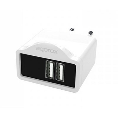 Approx Appusbwall21w Cargador 2 Usb 1a Blanco